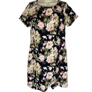 Le Lis Navy and Pink Mini Sundress Short Sleeve Crew Neck